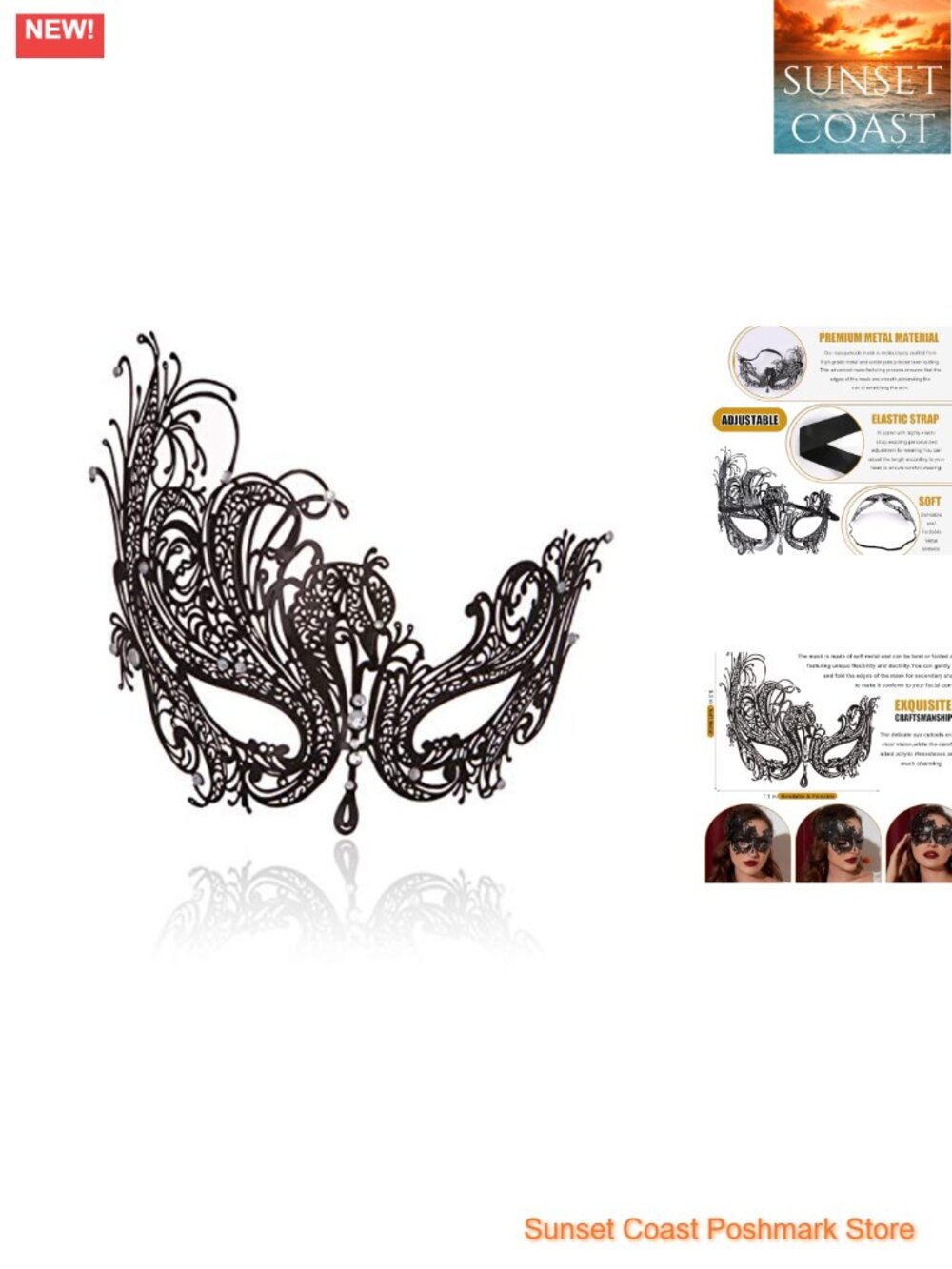 Metal Masquerade Mask Shiny Rhinestone Venetian Party Prom Ball Costume